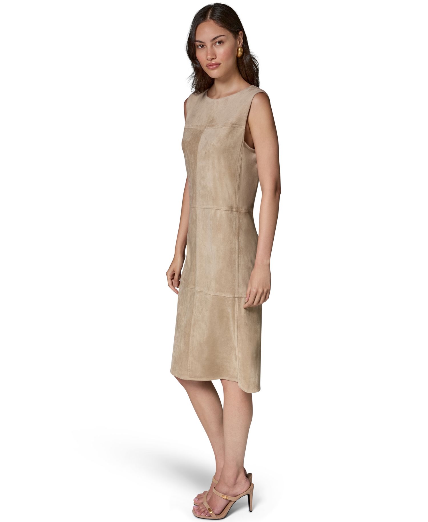 Women's Sleeveless Suede Sheath Dress