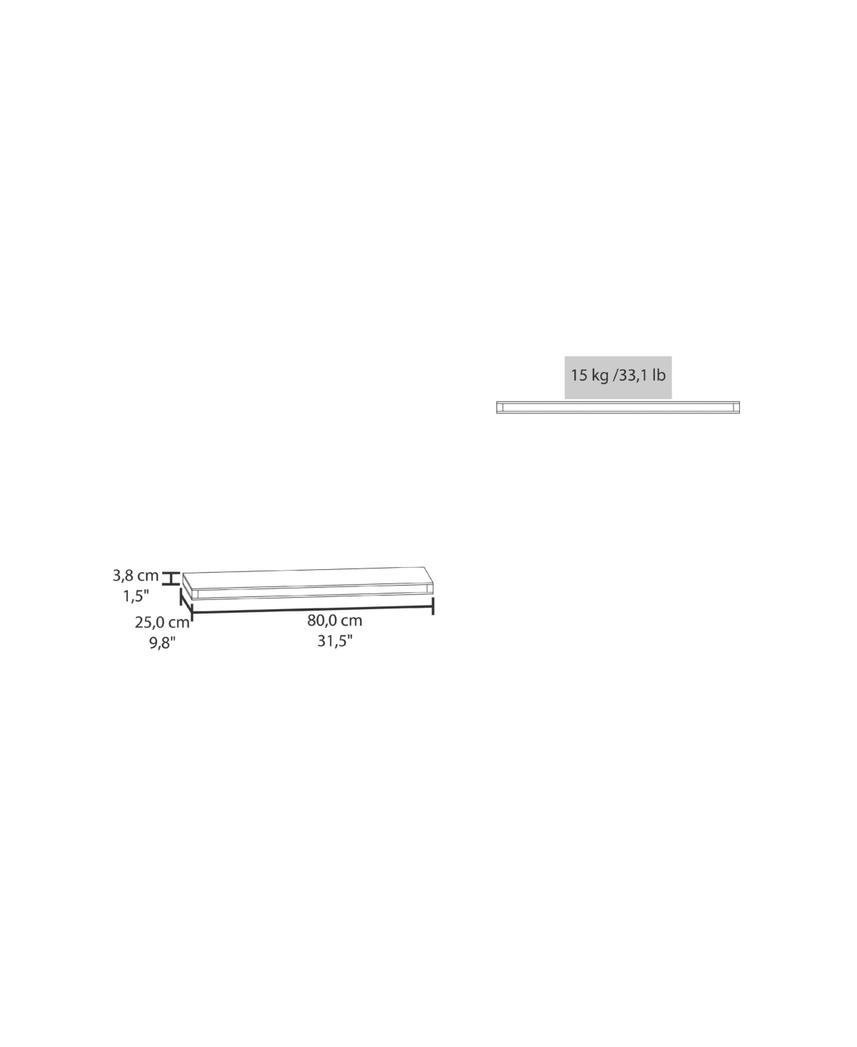 Fm Furniture Set of 2 Iva Floating Shelf in Melamine