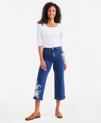 Women's High-Waisted Wide-Leg Ankle Jeans