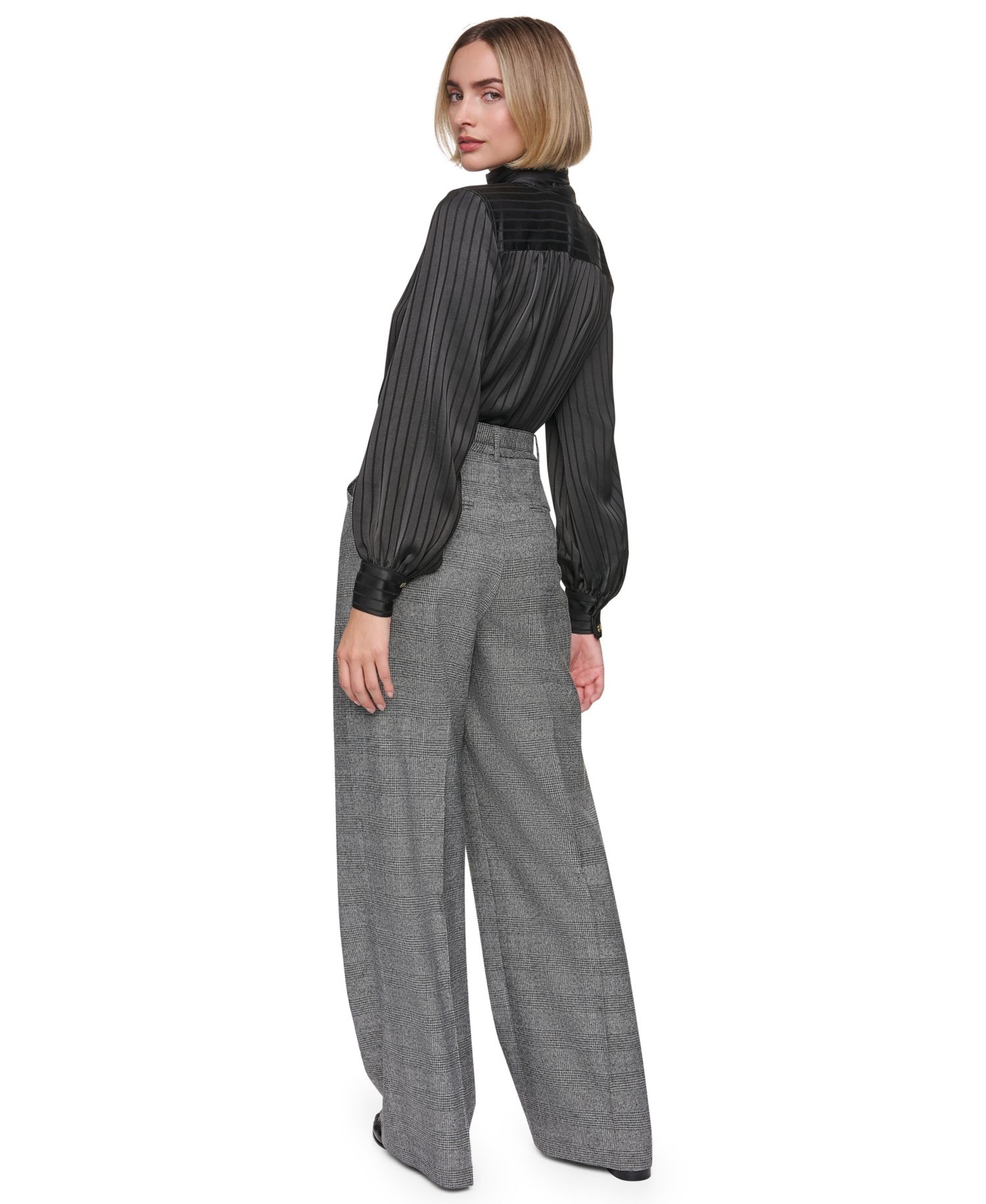 Women's Bow-Blouse Long-Sleeve Collared Top