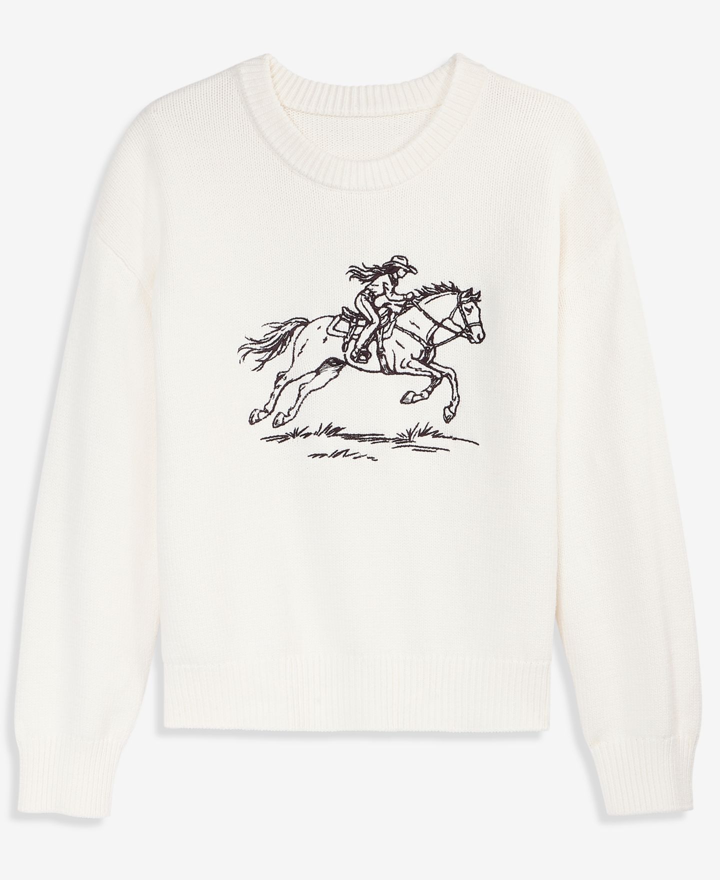 Женский свитер On 34th Crewneck Embroidered Horse Long-Sleeve, цвет: Зимняя слоновая кость — фото 6