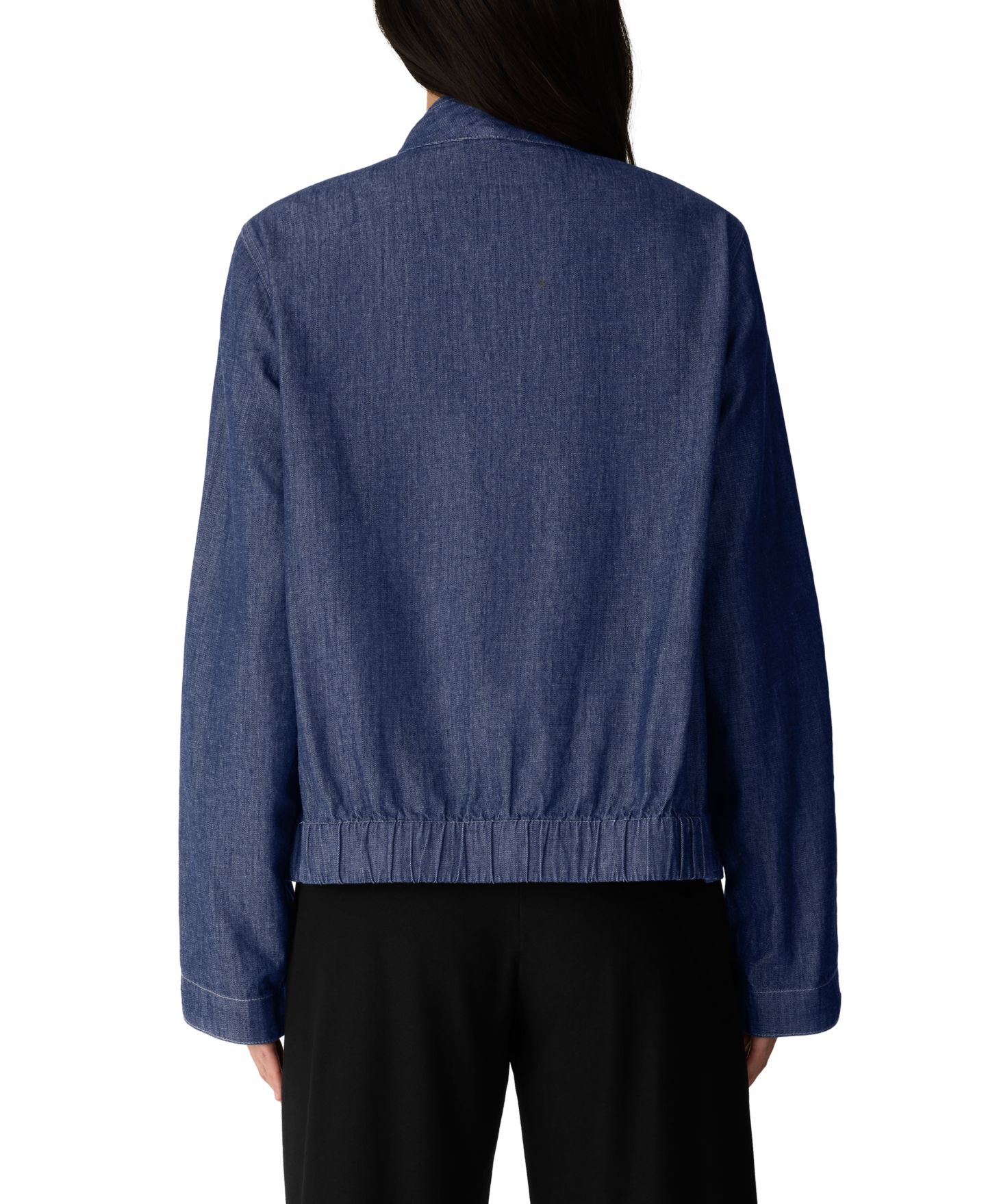 Женская куртка Eileen Fisher Lightweight Curved-Front Denim Jacket, цвет: Тёмный индиго — фото 4