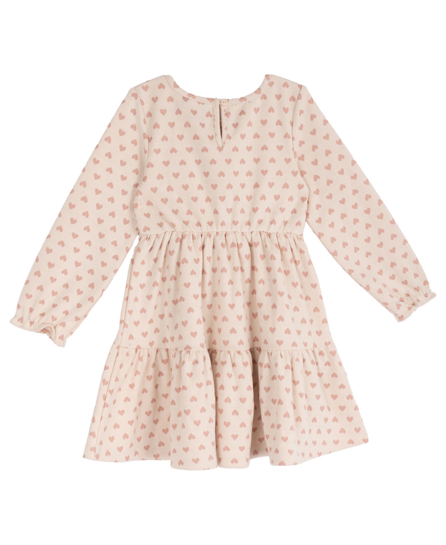 Платье Rare Editions Heart Print Long-Sleeve Dress для девочек, цвет: Кремовый — фото 2