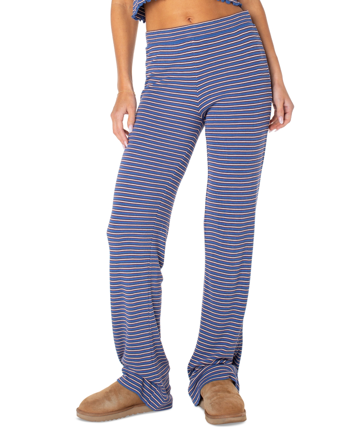 Roxy Women's Summer Fling Ribbed Wide-leg Pull-on Pants In Dutch Blue