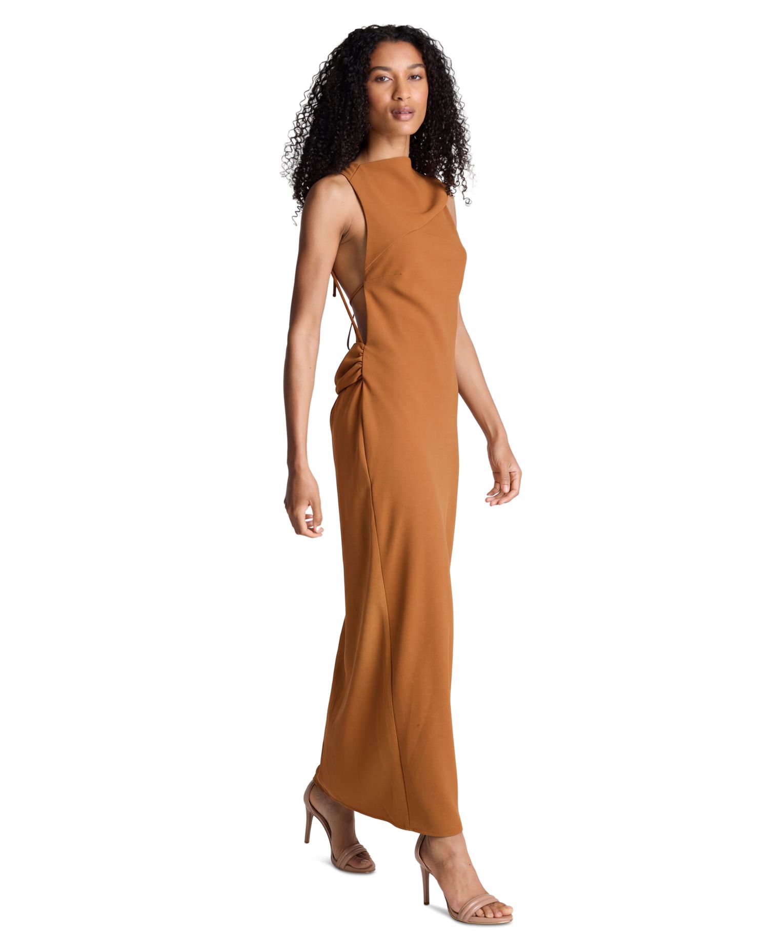 Women's Cowl Neck Drape-Back Maxi Dress