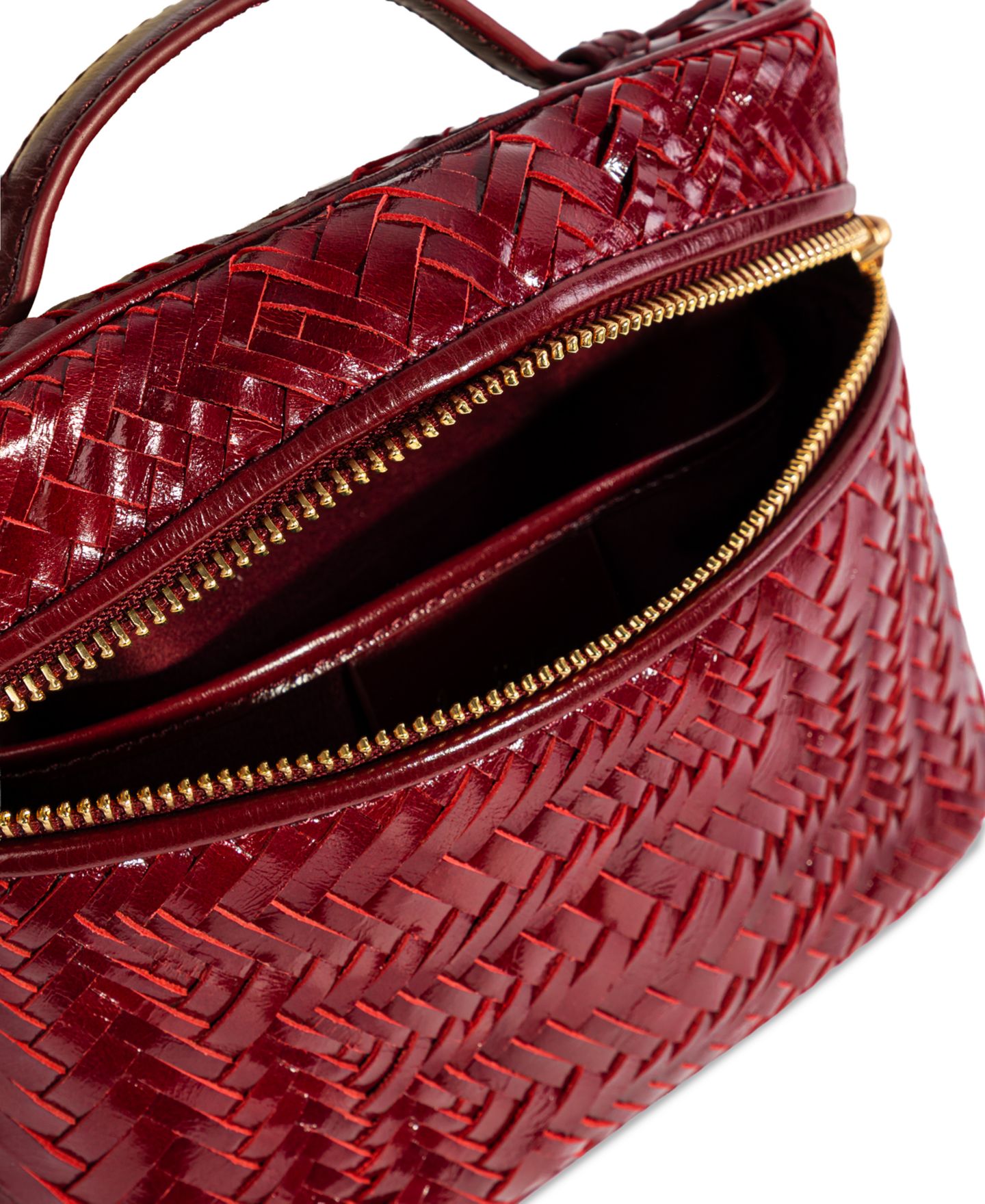 Женская сумка Sam Edelman Charli Woven Leather Small Top Handle Crossbody Handbag, цвет: Вишнёвый — фото 5