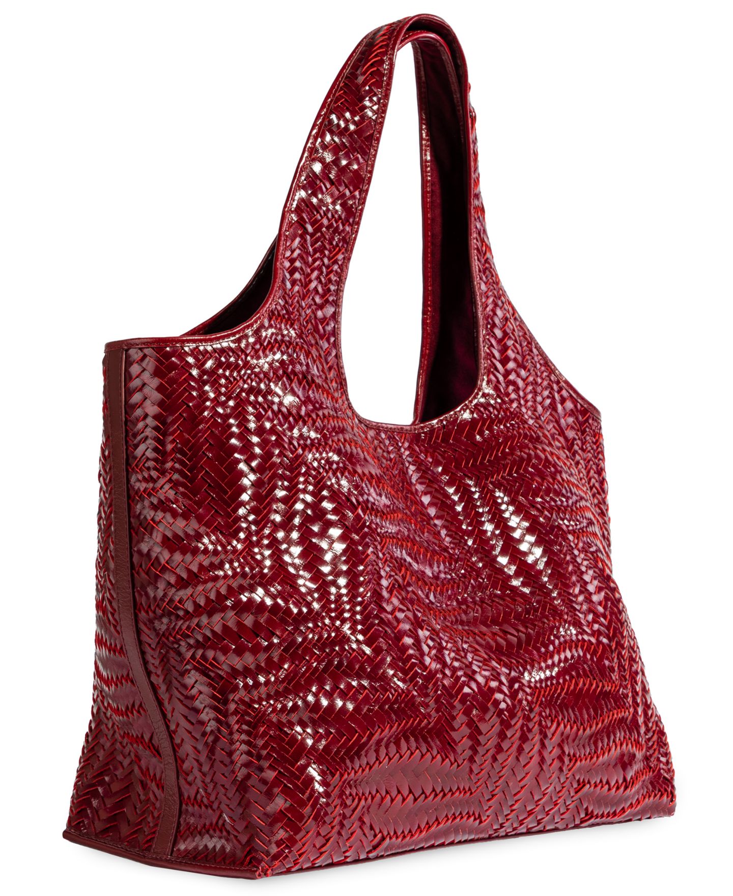 Женская сумка Sam Edelman Charli Woven Large Woven Leather Tote Handbag, цвет: Вишнёвый — фото 4