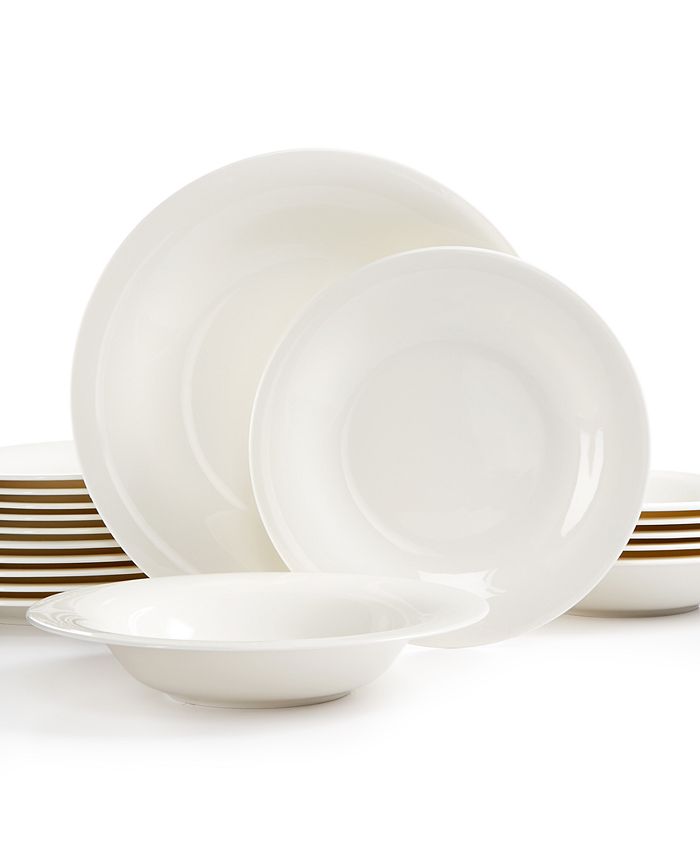 Basics 18-Piece Kitchen Dinnerware Set, Plates, Dishes, Bowls,  Service for 6 - White