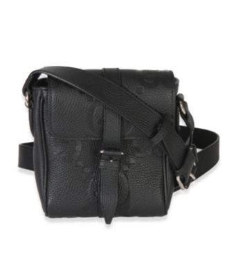 Black Piuma Calfskin Jumbo GG Embossed Small Messenger Bag