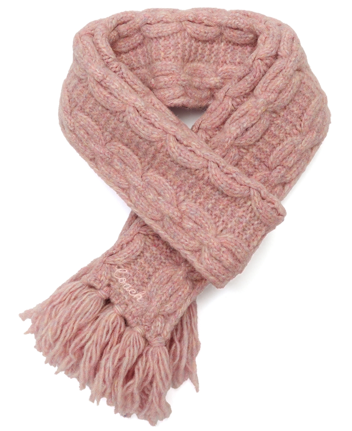 Coach Chain Cable Knit Fringe Scarf