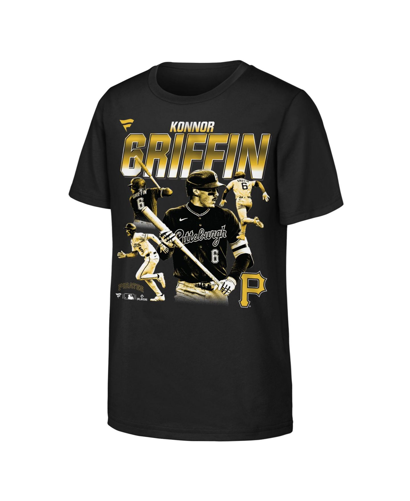 Детская футболка Fanatics Konnor Griffin Black Pittsburgh Pirates Multi-Pic Name & Number — фото 3