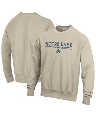 Men's Oatmeal Notre Dame Fighting Irish Reverse Weave Crewneck Sweatshirt