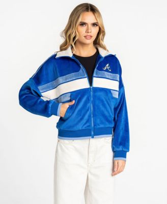 Women's Blue Atlanta Braves Velvet Cord Full-Zip Jacket