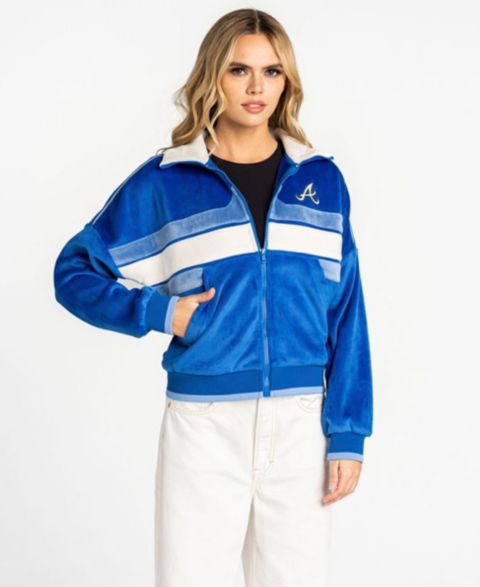 Женская куртка The Wild Collective Blue Atlanta Braves Velvet Cord Full-Zip