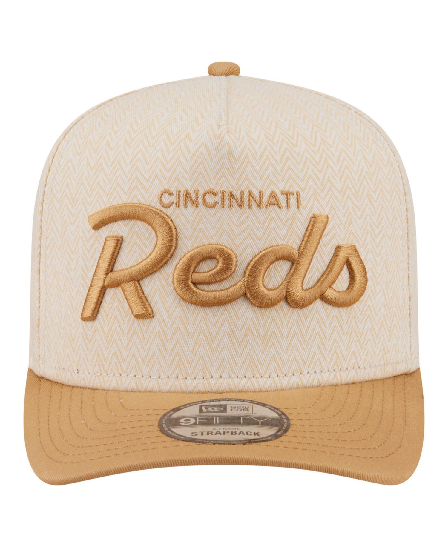 Men's Cream Cincinnati Reds Herringbone 9FIFTY A-Frame Snapback Hat