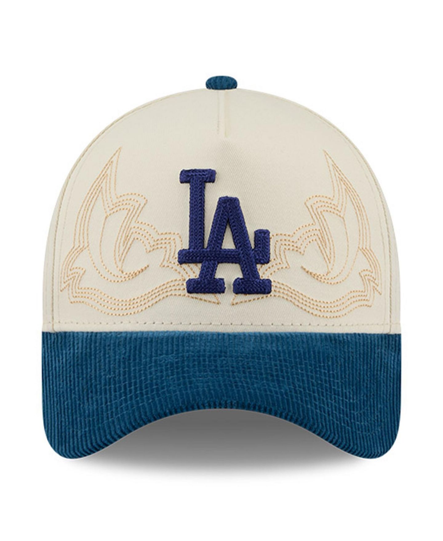 Мужская кепка New Era 9FORTY A-Frame Los Angeles Dodgers Western Stitch, Stone — фото 4