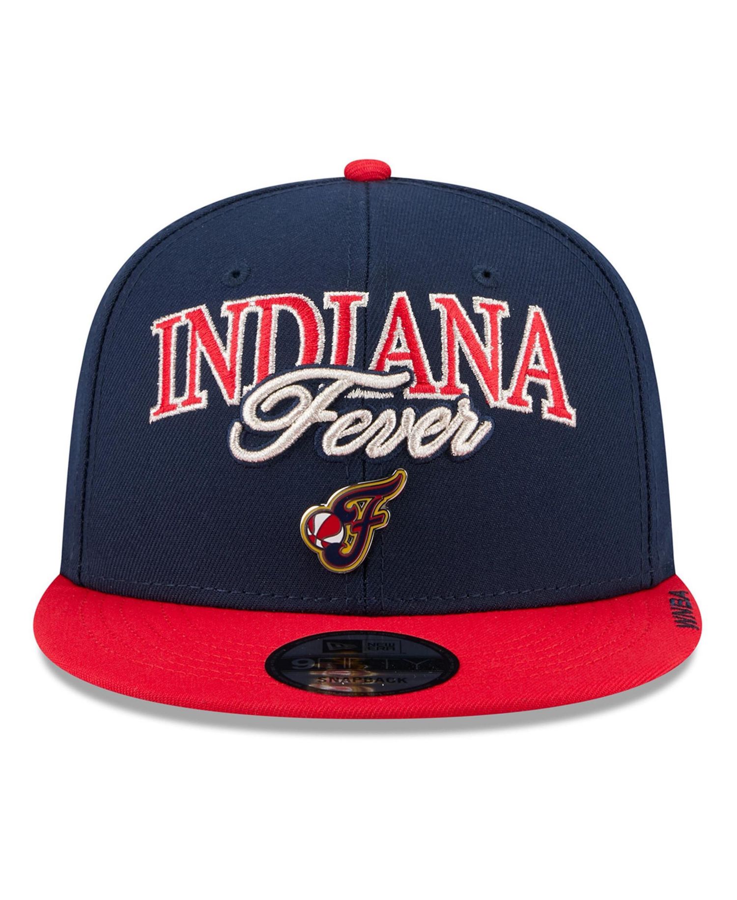 Men's and Women's Navy/Red Indiana Fever WNBA Tip-Off 2026 Metal Badge A-Frame 9FIFTY Snapback Hat