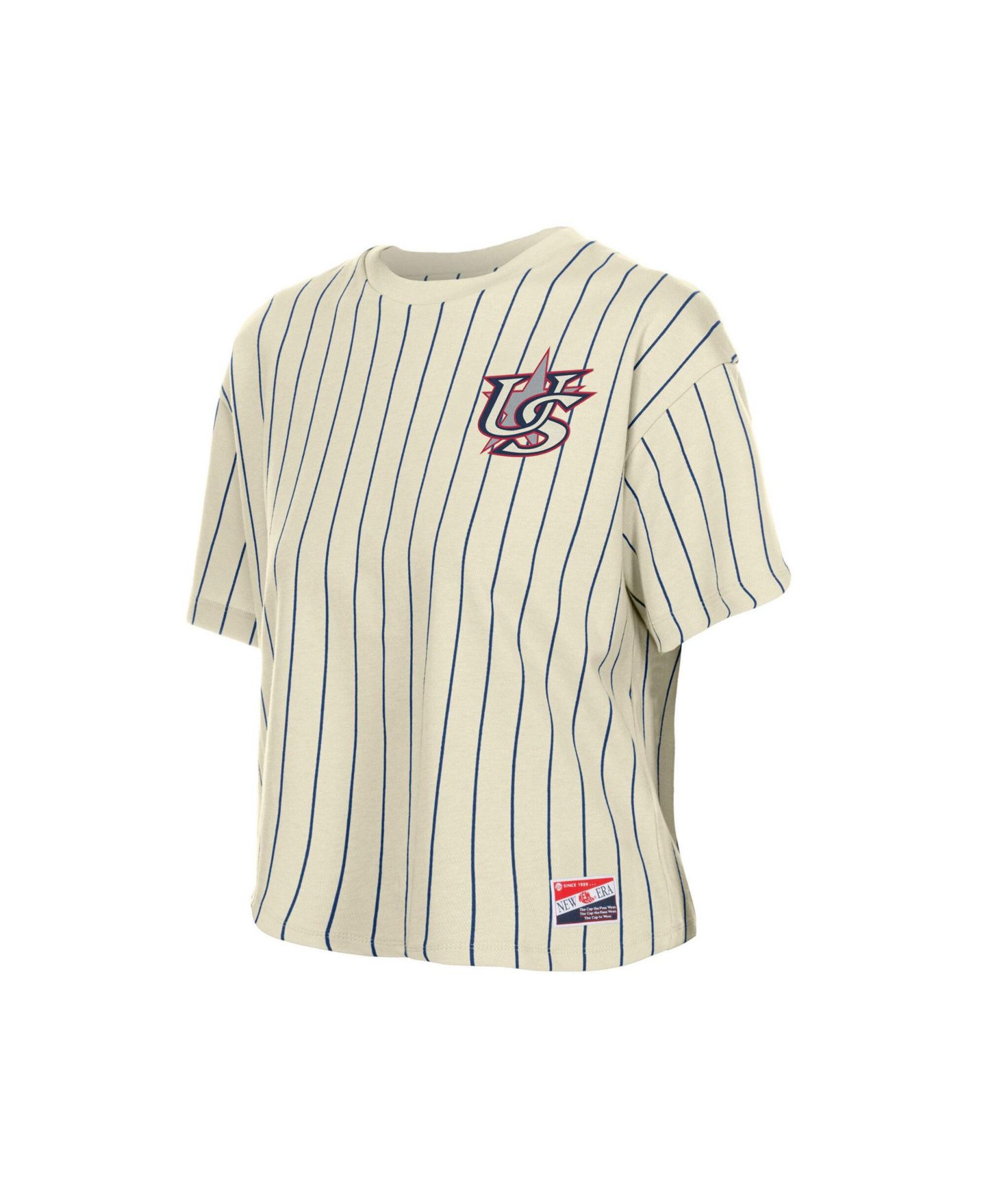 Женская футболка New Era Cream Team USA LA 2028 Summer Olympics Mesh Back Pinstripe Boxy — фото 3