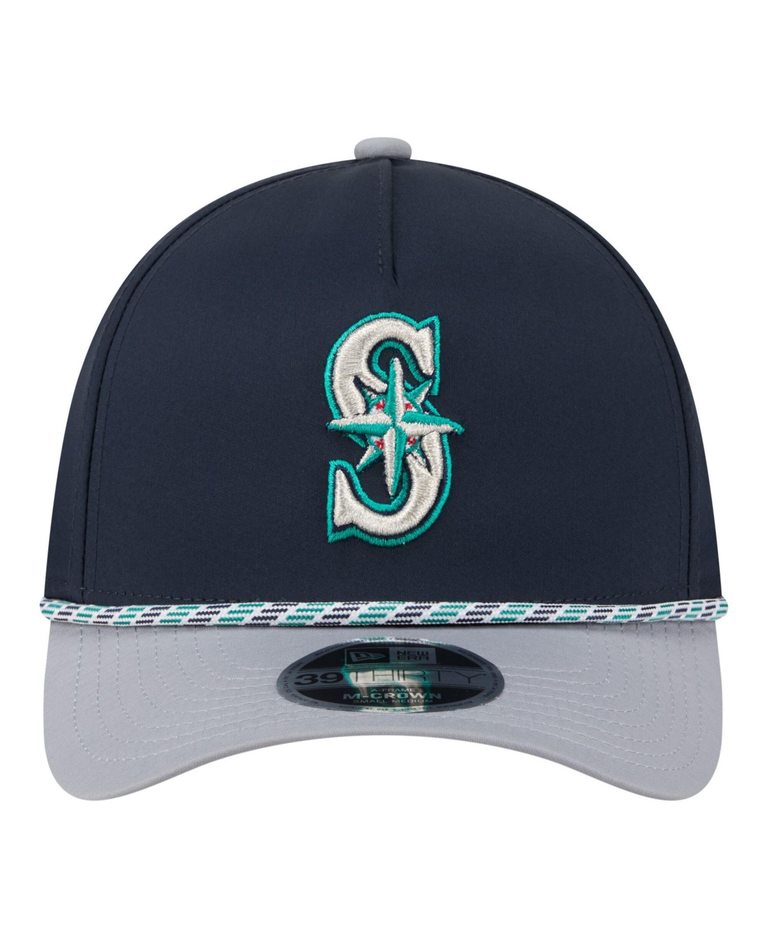 Men's Navy/Gray Seattle Mariners Rope M-Crown A-Frame 39THIRTY Flex Hat