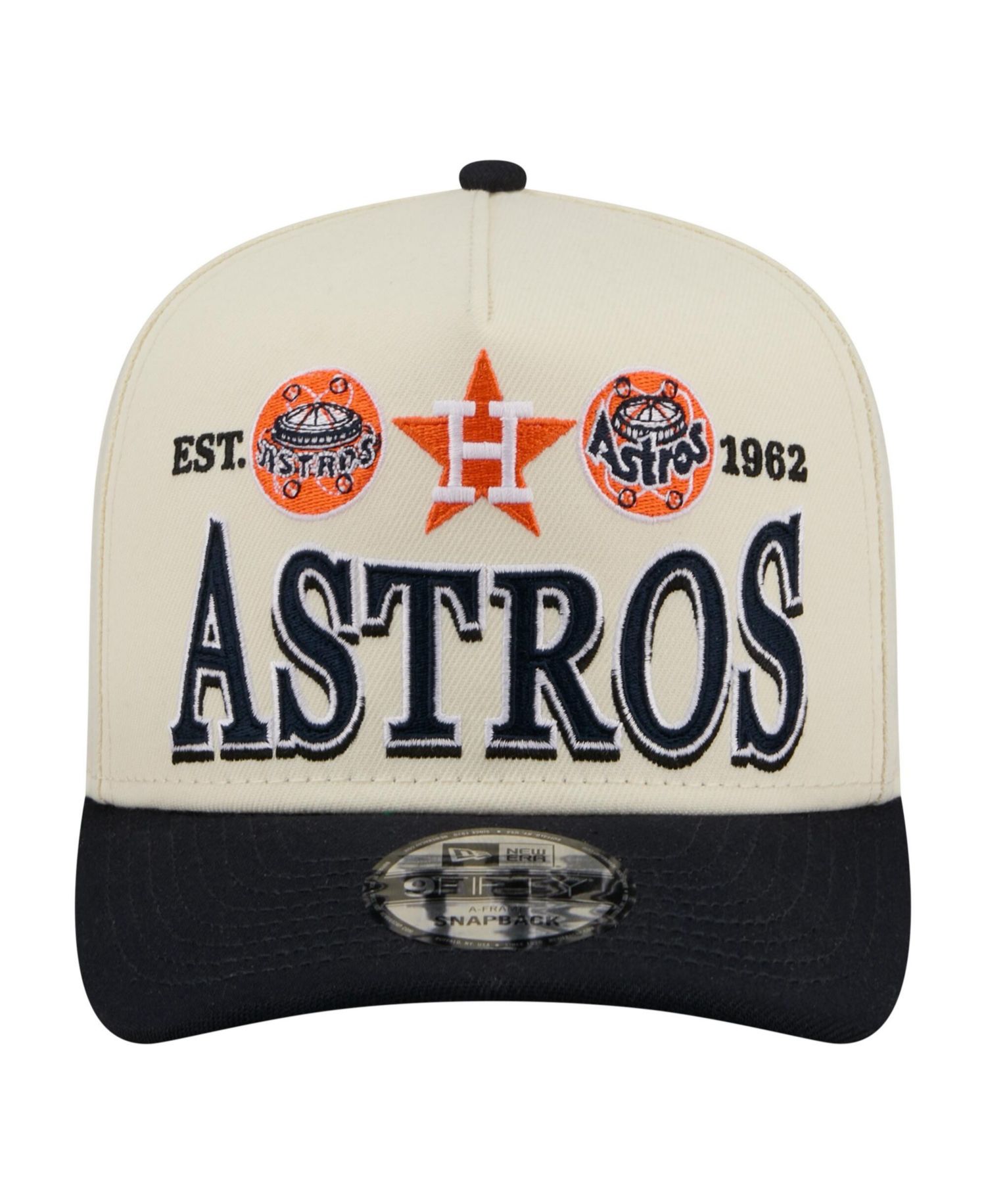 Men's Cream Houston Astros Throwback Tri-Hit A-Frame 9FIFTY Adjustable Hat
