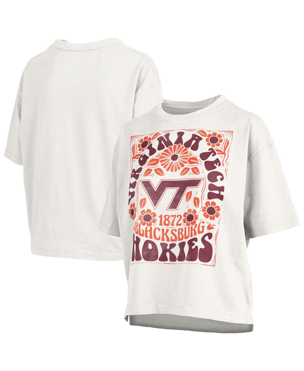 Pressbox Women's White Virginia Tech Hokies Harmony Oversized Slub T-Shirt