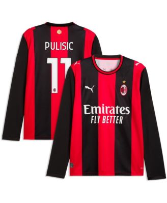 Men's Christian Pulisic Black/Red AC Milan 2026/27 Home Replica Long Sleeve Jersey