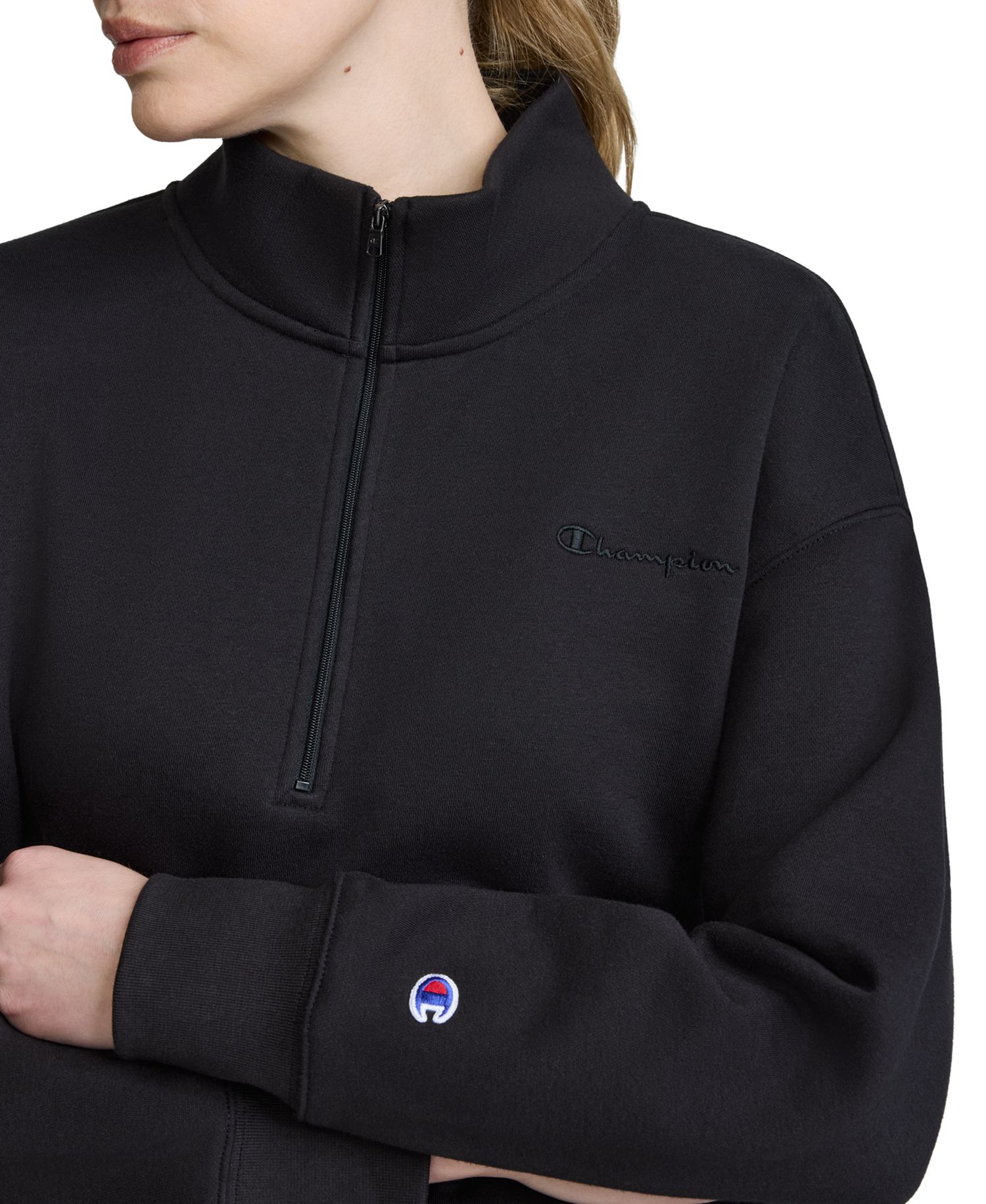 Women's Mock Neck Quarter-Zip Fleece Sweatshirt