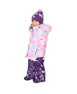 Toddler Girls (2T-5T) Two Piece Play Snowsuit Multicolored with Unicorn Print Pants