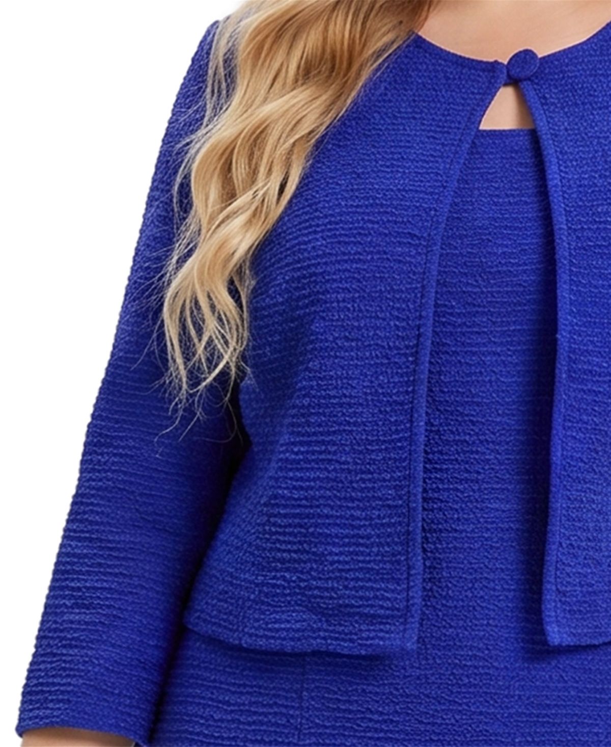 NY Collection Plus Size Textured Knit 3/4-Sleeve 2 Piece Dress Set view 4 — MAYCSS fashion products