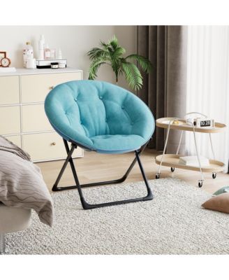 Oversized Faux Fur Saucer Chair, Soft Accent Lounge Chair with Sturdy Metal Frame for Bedroom or Living Room