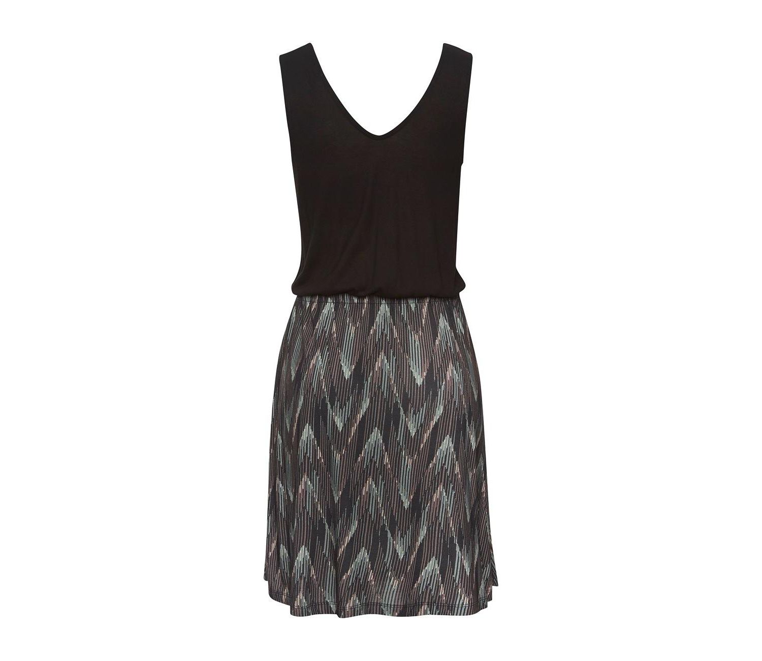 Women's Viscose Printed Pattern A-Line V-Neck Elastic-Waist Short Dress