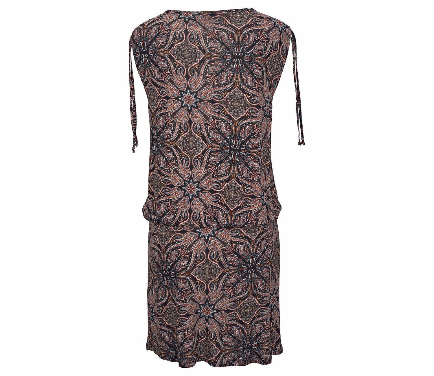 Women's Viscose Printed Multi V-Neck Elastic-Waist Short Dress