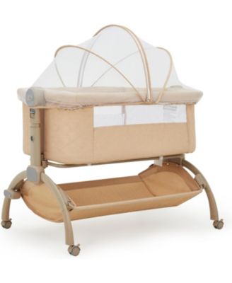 3 in 1 Baby Bassinet and Bedside Sleeper with Wheels and Mosquito Net