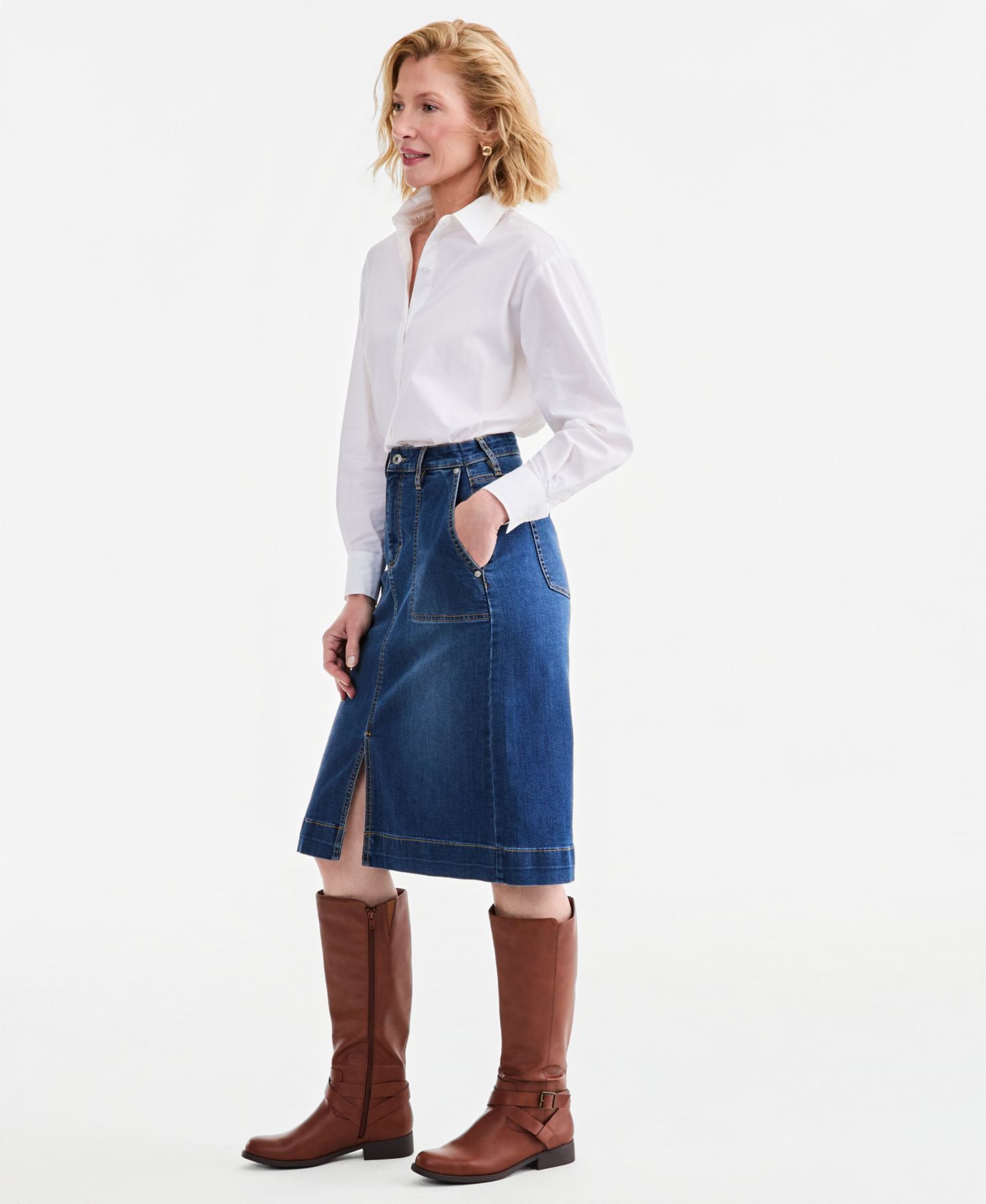 Женская юбка Style & Co Denim Utility, цвет: Варёный — фото 2