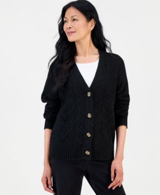 Women's Pointelle Boyfriend Cardigan
