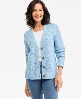 Women's Pointelle Boyfriend Cardigan