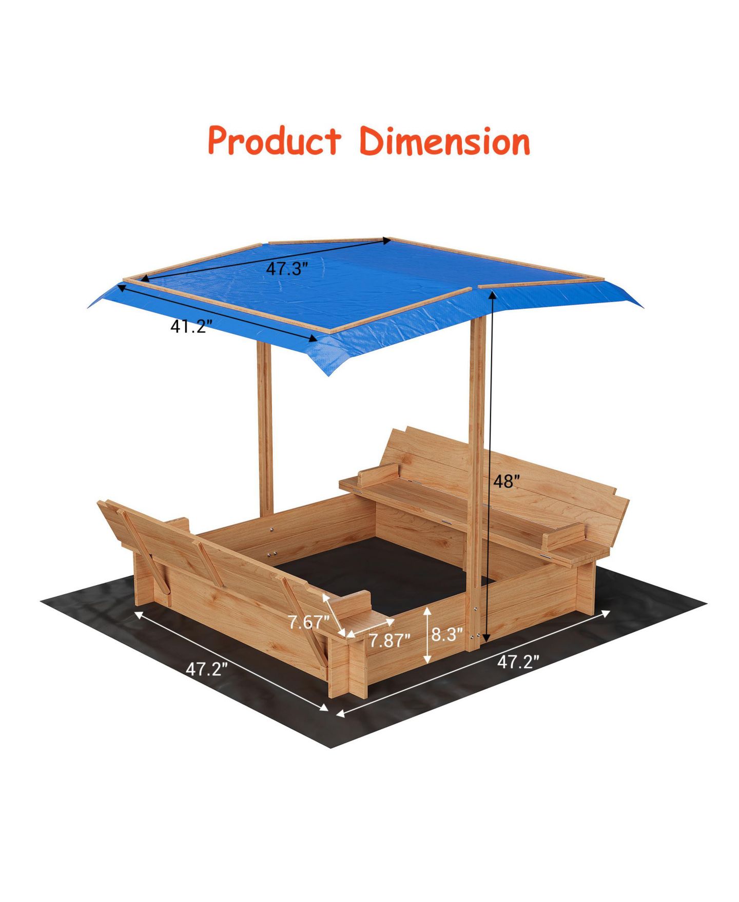 Детская игрушка homfan Large Wooden Sand and Water Table with Adjustable Canopy, Ages 3+ — фото 2