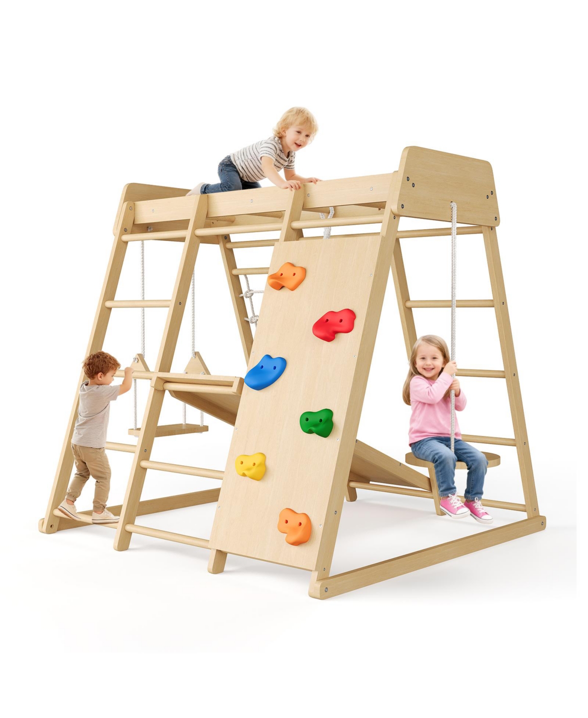 homfan 6 in 1 Wooden Indoor Jungle Gym