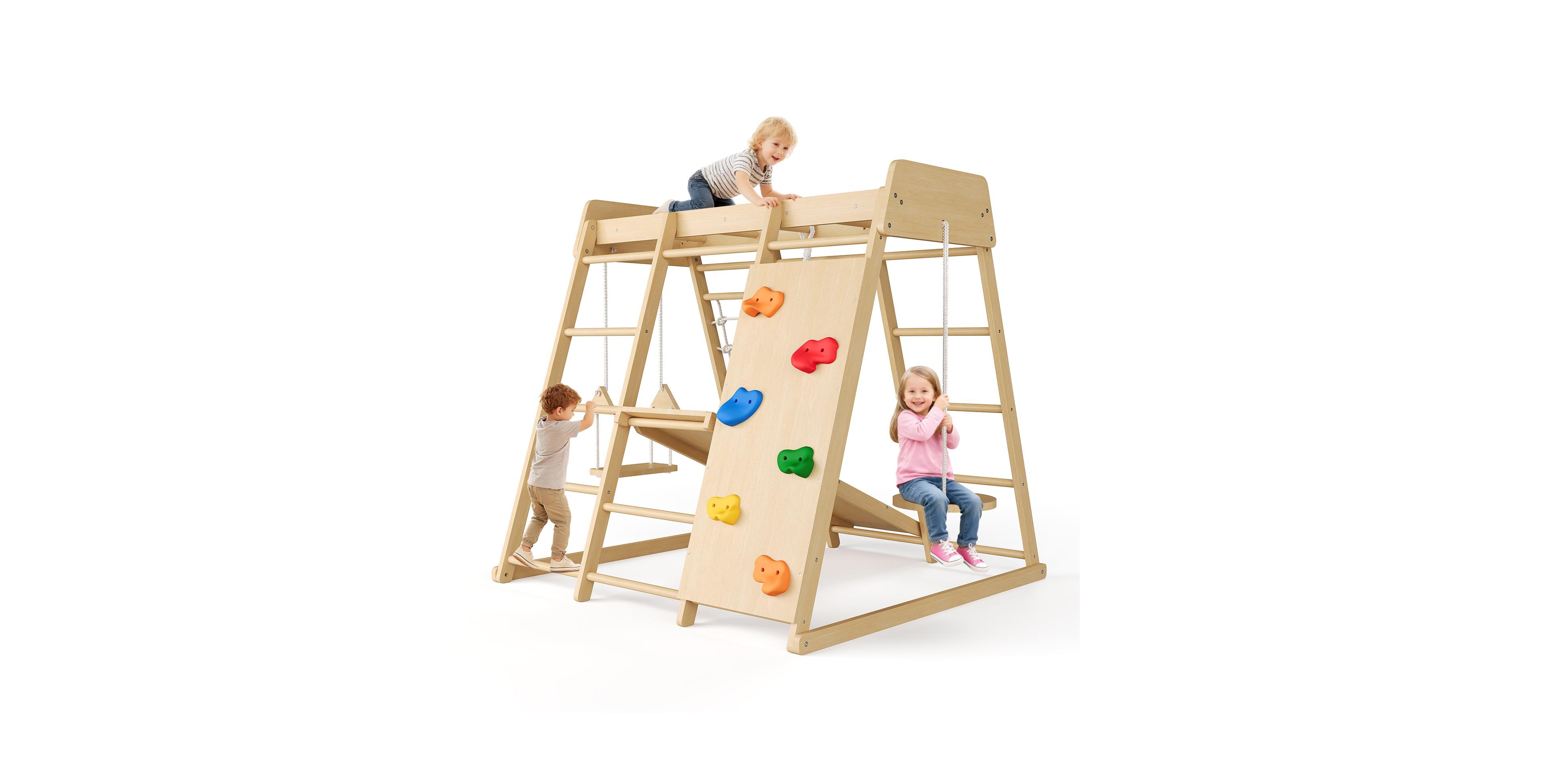 homfan 6 in 1 Wooden Indoor Jungle Gym