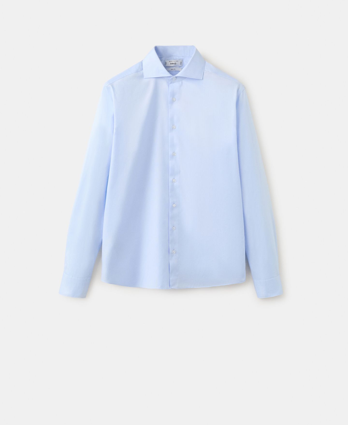 Мужская рубашка Mango Slim-Fit Cotton Dress Shirt, цвет: Небесно-голубой — фото 2