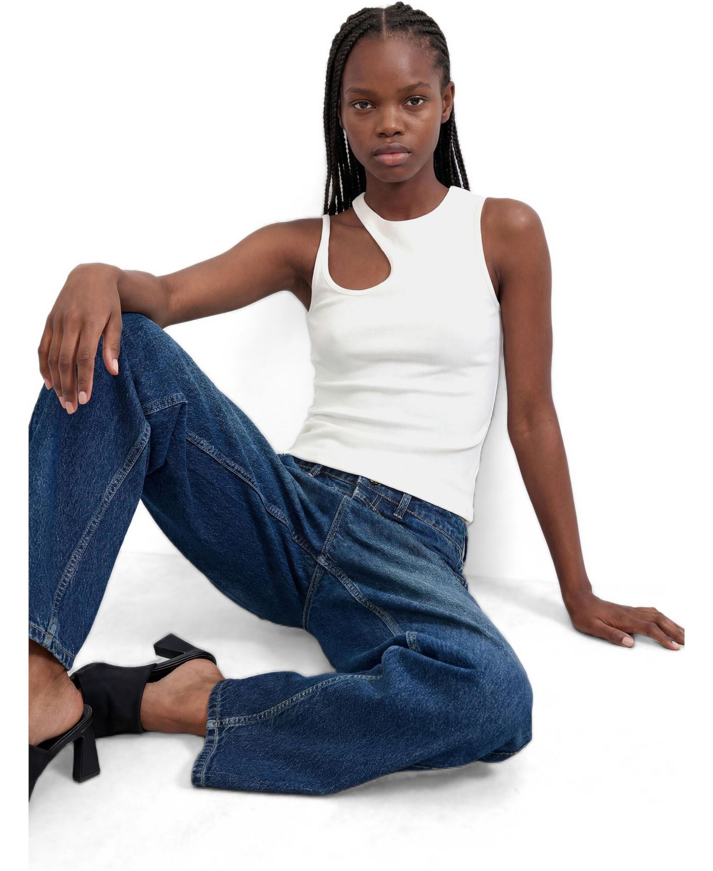 Женские джинсы Desigual High-Rise Wide-Leg, цвет: Тёмный синий — фото 3
