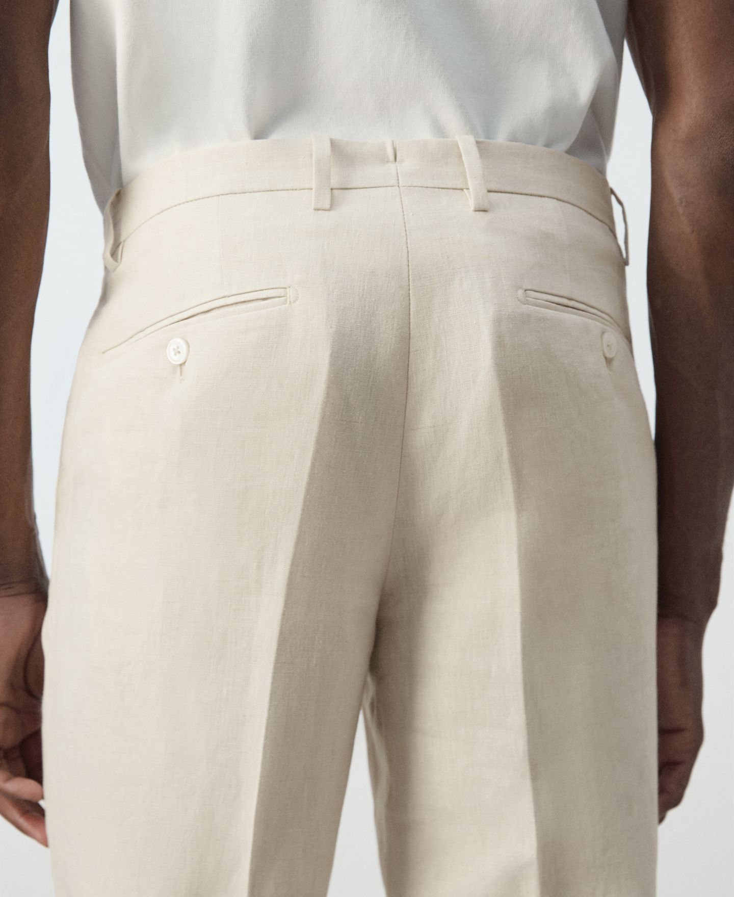 Мужские брюки MANGO Amalfi Linen Slim-Fit Suit, цвет: Экрю — фото 5