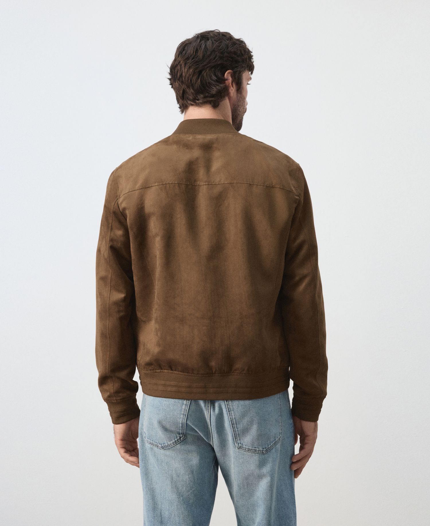 Men's Suede-Effect Bomber Jacket