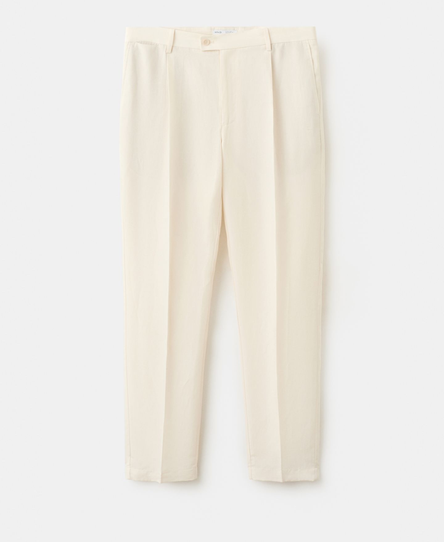 Мужские брюки MANGO Regular-Fit Lyocell-Linen-Blend, цвет: Молочный / Белый — фото 2
