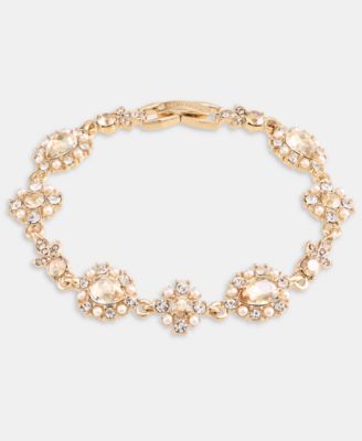 Women's Imitation Pearl and Crystal Gold-Tone Link & Chain Bracelet