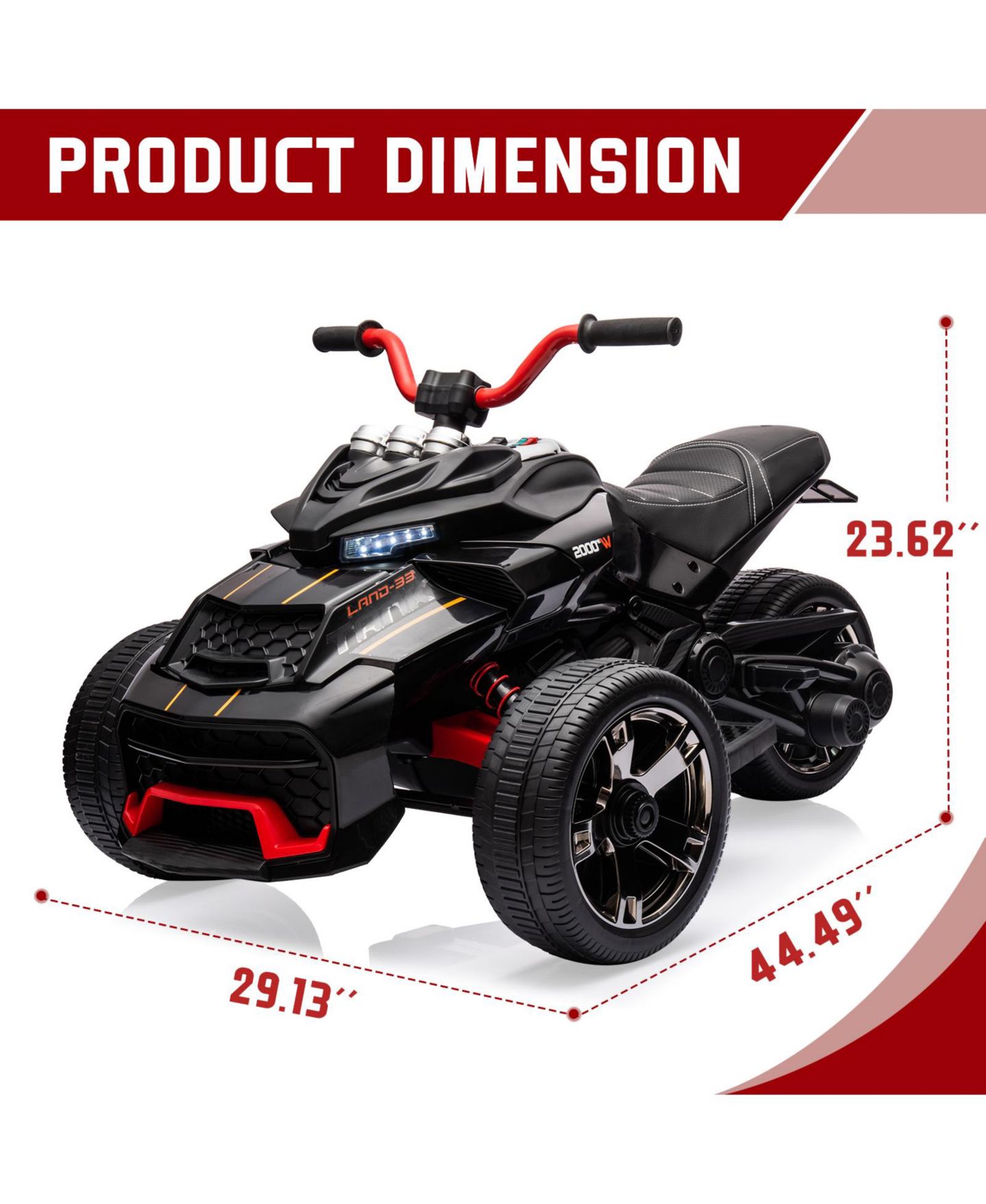 Детская игрушка homfan Powerful 12V 3-Wheel Electric ATV Motorcycle with Remote Control, 66 lbs Capacity, Ages 3+, цвет: Чёрный — фото 2