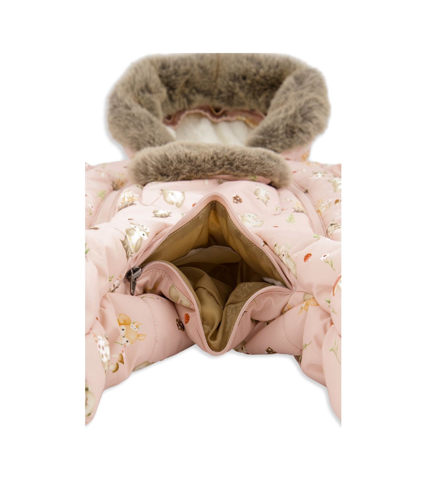 Baby Girls (3m- 18m) One Piece Snowsuit Adapted for Car Seats Animal Print