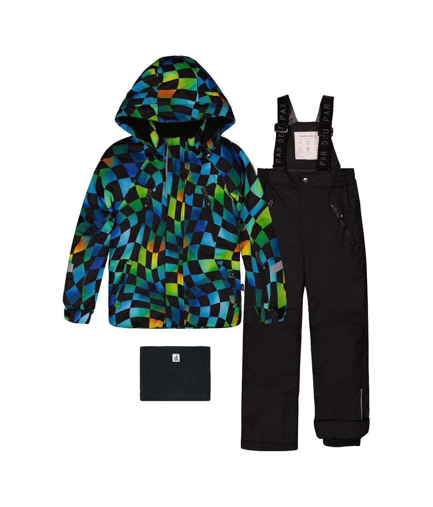 Брюки Deux par Deux Two Piece Play Snowsuit and Checkerboard with Pants для мальчиков, цвет: Зелёный / Жёлтый — фото 1