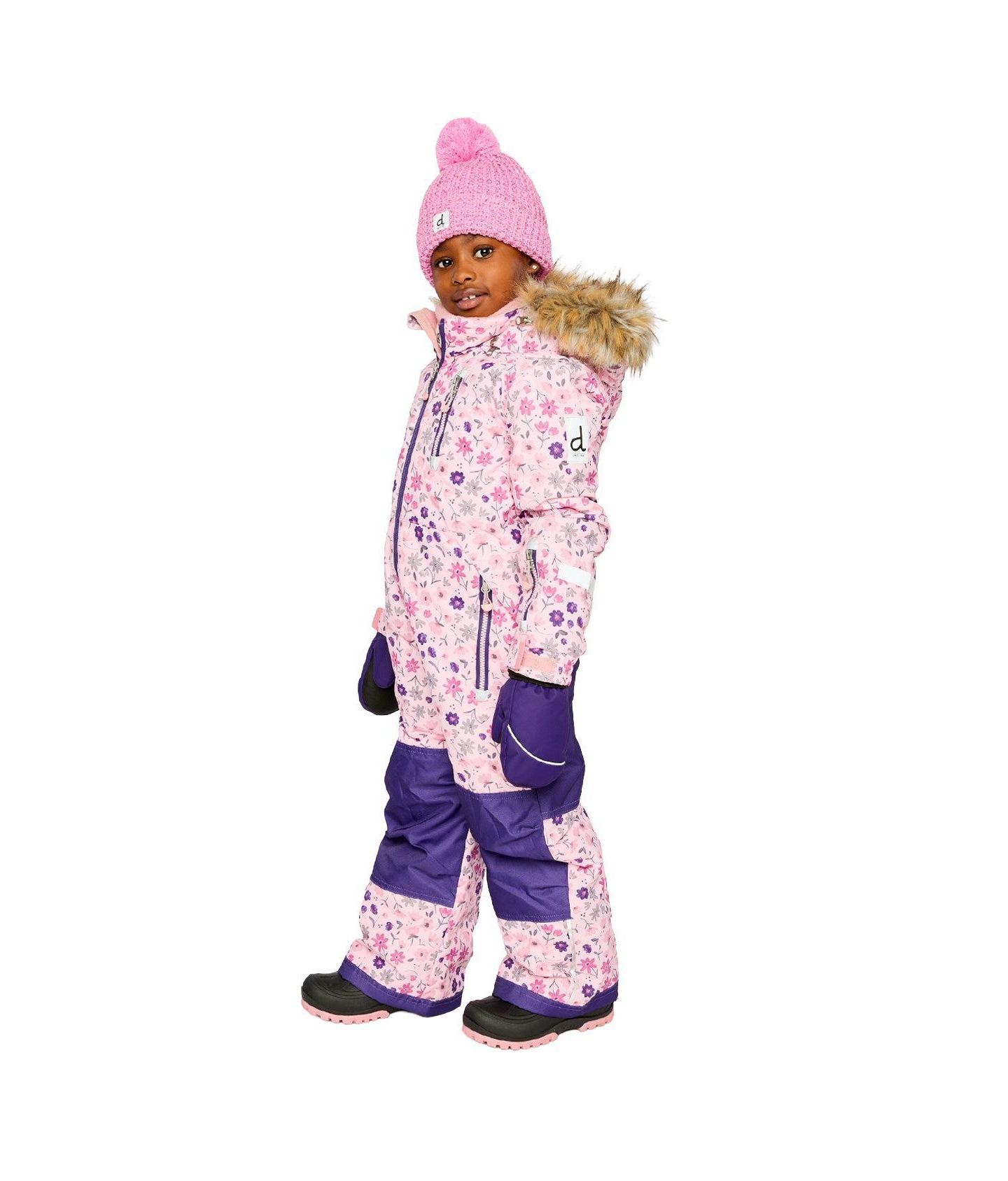 Комбинезон Deux par Deux One Piece Play Snowsuit Mini Flower Print для девочек, цвет: Розовый с принтом — фото 3
