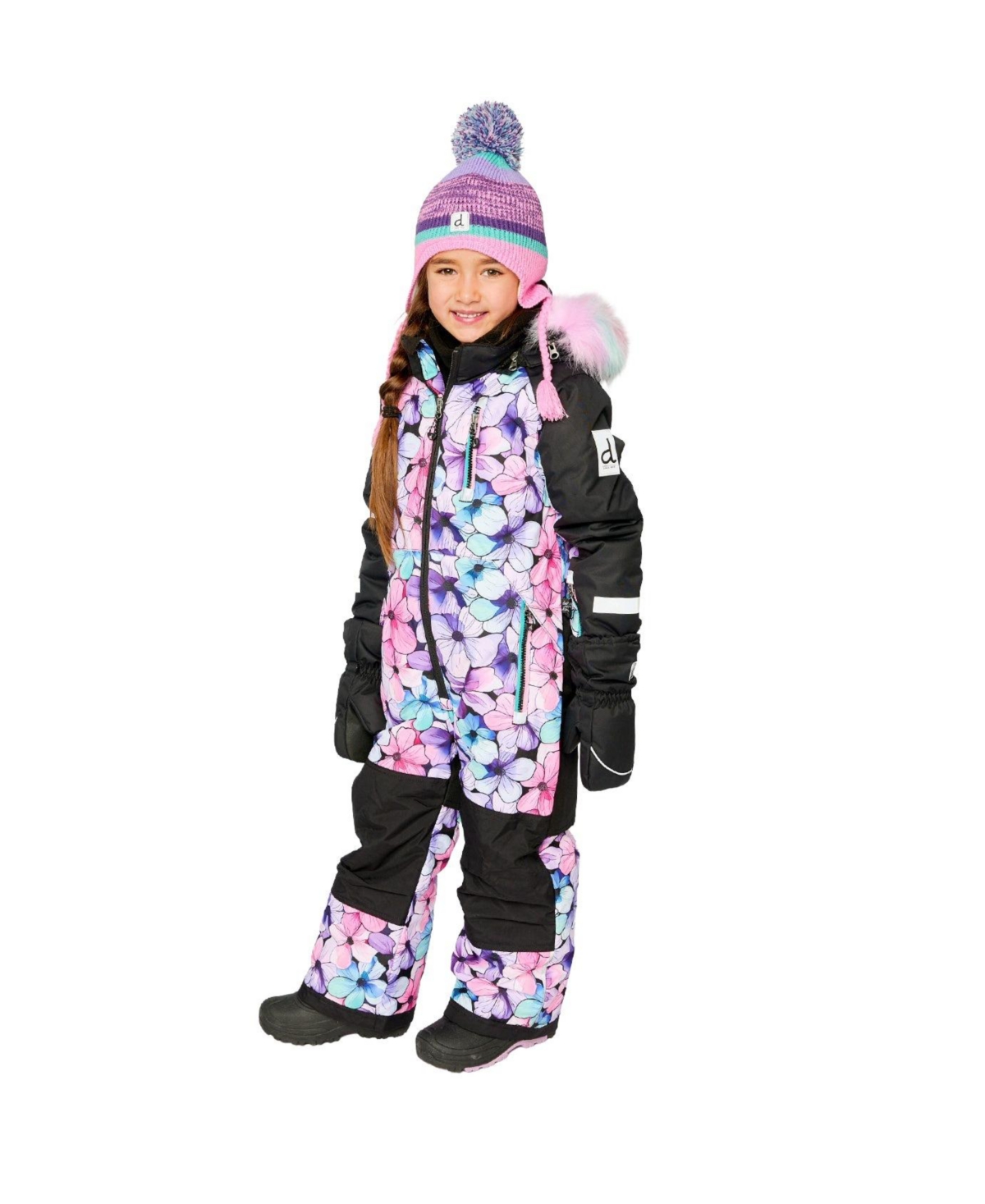Deux par Little Girls ( 6 to 14 ) One Piece Play Snowsuit Floral Print